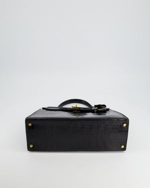 *HOT* Hermès Kelly Vintage Sellier Bag 32cm in Black Shiny Alligator with Gold Hardware
