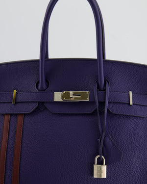 Hermès Limited Edition Birkin 35cm Officier in Bleu Encre and Bordeaux Togo Leather with Palladium Hardware