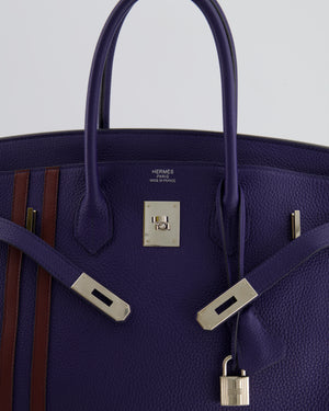 Hermès Limited Edition Birkin 35cm Officier in Bleu Encre and Bordeaux Togo Leather with Palladium Hardware