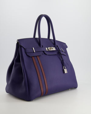 Hermès Limited Edition Birkin 35cm Officier in Bleu Encre and Bordeaux Togo Leather with Palladium Hardware