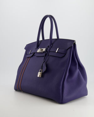 Hermès Limited Edition Birkin 35cm Officier in Bleu Encre and Bordeaux Togo Leather with Palladium Hardware