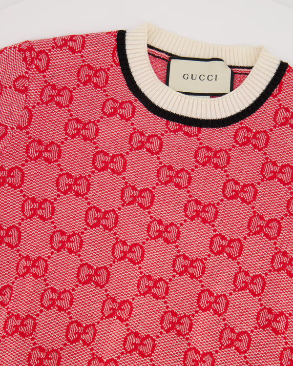 Gucci Pink GG Logo Short-sleeve Knit Top Size M (UK 10)