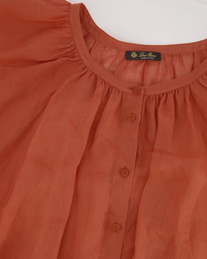 Loro Piana Burnt Orange Button-Down Short-Sleeve Top Size IT 42 (UK 10)