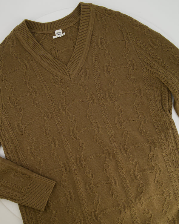 Hermès Brown Cashmere and Wool Blend Knit Long-Sleeve Dress Size FR 38 (UK 10)