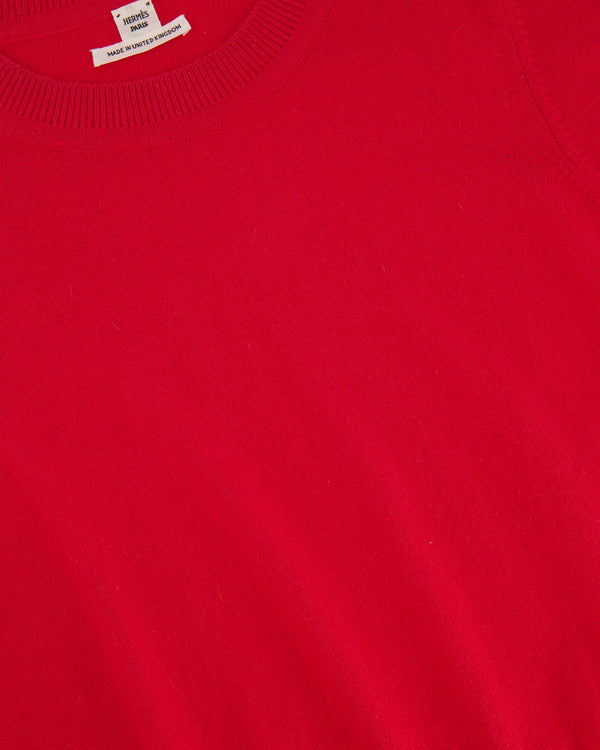 Hermès Hot Pink Cashmere Short-Sleeve Top with Silver Logo Detailing Size FR 42 (UK 14)