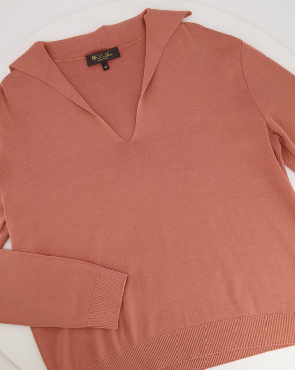 Loro Piana Blush Pink Silk and Cotton Blend Long-Sleeve Shirt Top Size IT 42 (UK 10)
