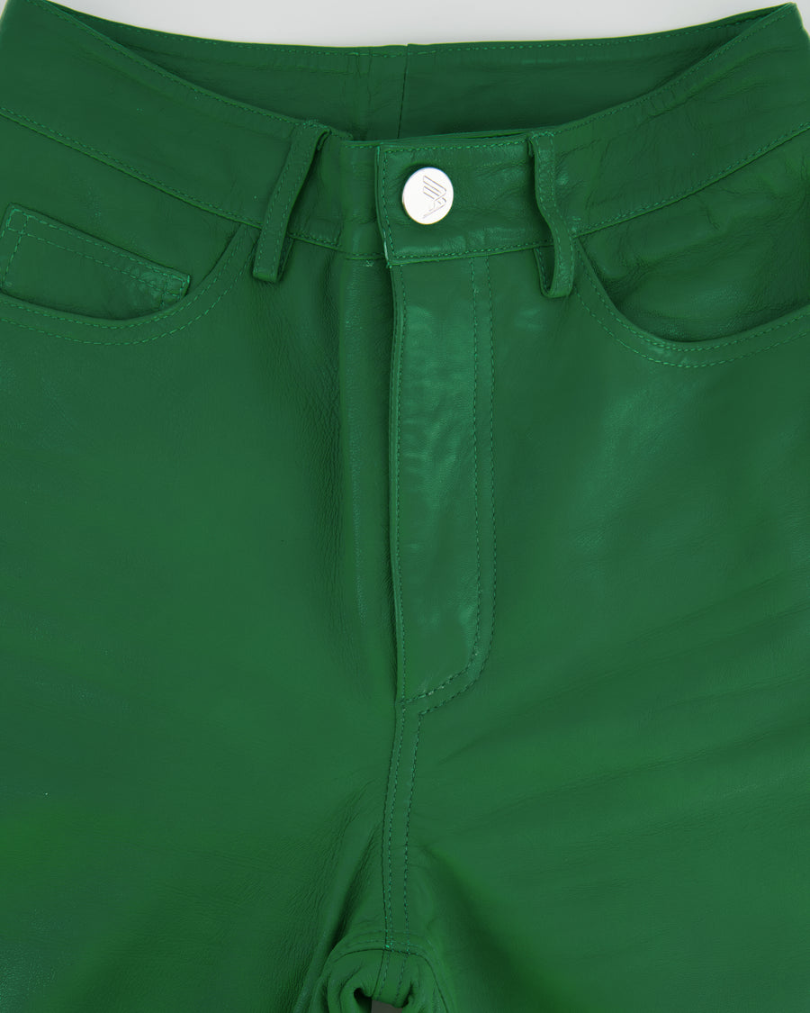 REMAIN by Birger Christensen Green Leather Lynn Trousers Size FR 36 (UK 8)