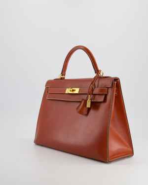 *HOT* Hermès Brick Vintage Kelly Bag Sellier 32cm in Box Leather and Gold Hardware