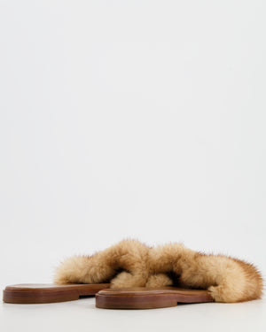 Louis Vuitton Beige and Brown Fur Lock It Logo Sandals Size EU 38