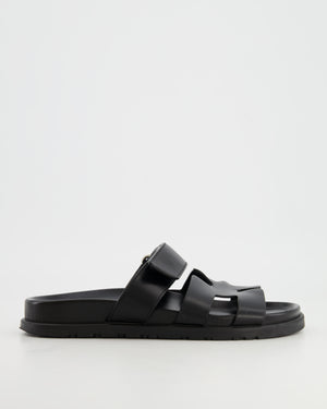 *FIRE PRICE* Hermès Chypre Sandals In Black Calfskin Leather Size EU 37