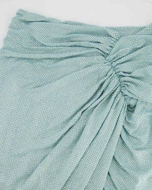 Alexandre Vauthier Mint Blue Asymmetric Ruched Crystal-Embellished Skirt Size FR 36 (UK 8) RRP £2,265