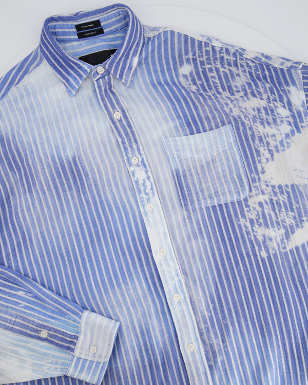 R13 Bleached Blue Striped Jumbo Shirt Dress Size XS/S (UK 6/8) RRP £520