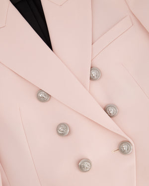 Balmain Baby Pink Double Breasted Blazer with Silver Buttons Size FR 44 (UK 16)