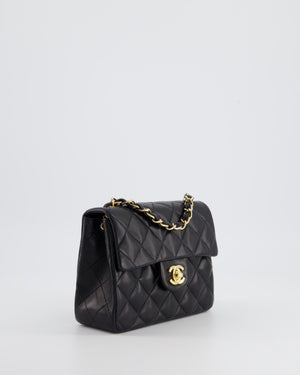 Chanel Vintage Black Mini Square Bag in Lambskin Leather with 24k Gold Hardware