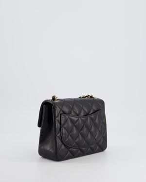 Chanel Vintage Black Mini Square Bag in Lambskin Leather with 24k Gold Hardware