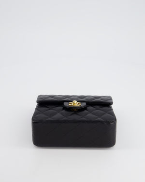 Chanel Vintage Black Mini Square Bag in Lambskin Leather with 24k Gold Hardware