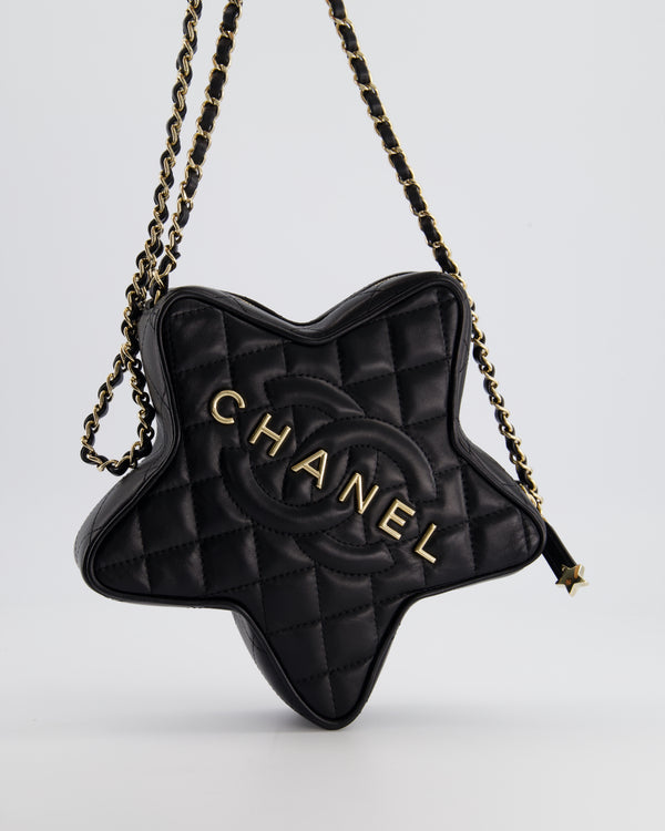 *FIRE PRICE* Chanel Black Star Bag in Lambskin Leather with Champagne Gold Hardware
