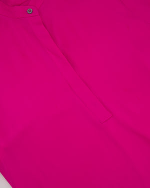 Amanda Wakeley Fuchsia Pink Long Sleeved Silk Midi Dress Size UK 10