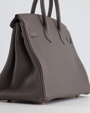 *HOT* Hermès Birkin 25cm Étain Retourne Bag in Togo Leather with Gold Hardware