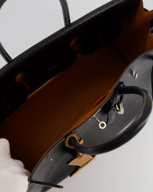 *SUPER RARE* Special edition Hermès Birkin HSS Bag 35cm in Black Box Leather, Orange Edges & Interior with Palladium Hardware