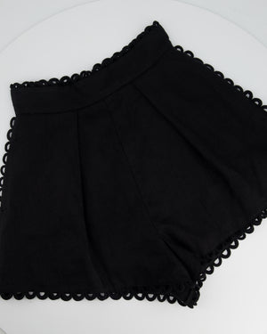 Zimmermann Allie Black Linen Shorts with Decorative Trim Size 0 (UK 8)