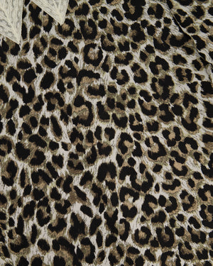 Christian Dior Mini Jacquard Leopard Dress with White Lace Collar Size FR 38 (UK 10)