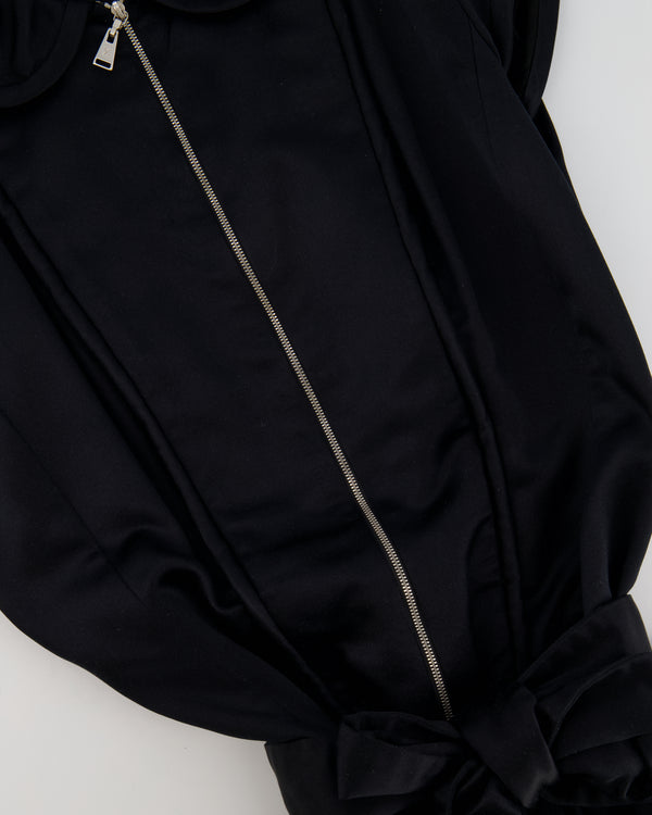 Louis Vuitton Black Silk Short-Sleeve Mini Dress with Belt and Zip Details Size FR 36 (UK 8)