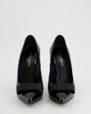 Saint Laurent Black Patent Heels with Bow Detail Size EU 38.5
