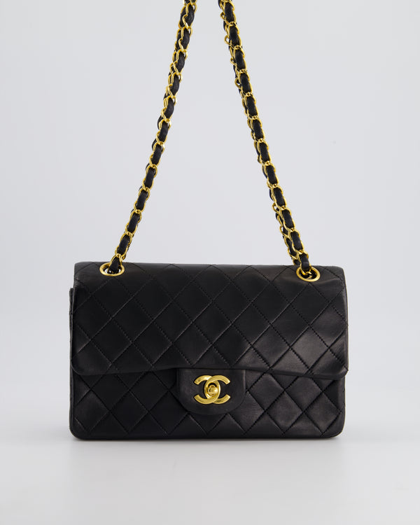 Chanel Small Black Classic Double Flap in Lambskin Leather with 24k Gold Hardware