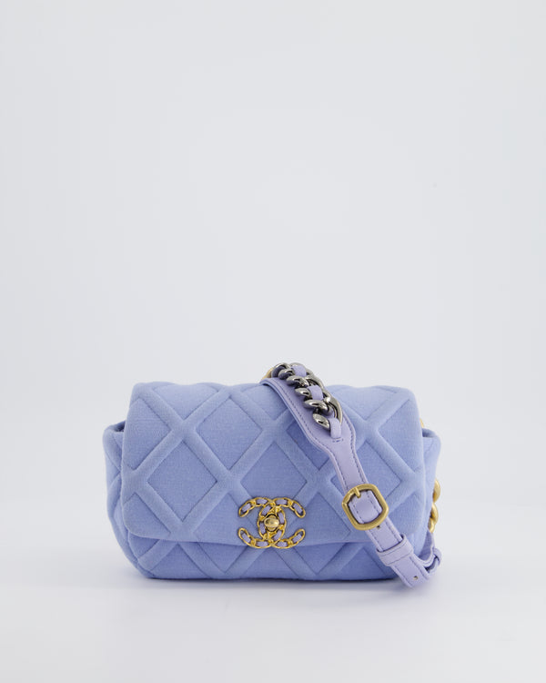 Chanel Blue Quilted Jersey 19 Belt Bag with Gold Silver Mixed Hardware