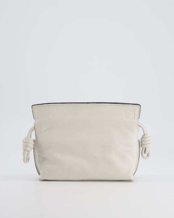 Loewe White Calfskin Mini Flamenco Knot Bag with Gold Hardware