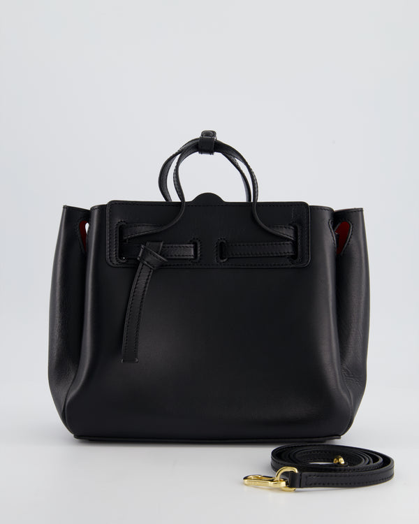 Loewe Black Mini Lazzo Bag In Calfskin Leather with Gold Hardware