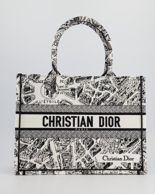 Christian Dior White & Black Medium Canvas Paris Allover Book Tote RRP £2.650