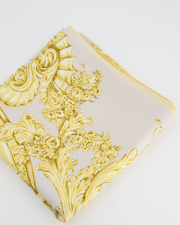 Christian Dior Gold Silk Clock Print Scarf Size 90cm x 90cm