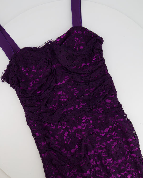 Dolce & Gabbana Purple Lace Corset Mini Dress with Bolero Size IT 42 (UK 10)