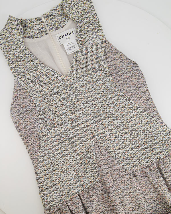 Chanel Multicolour Tweed Sleeveless Mini Dress with CC Logo Detail Size FR 40 (UK 12)