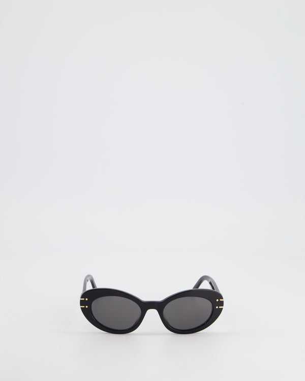 Christian Dior DIORSIGNATURE B8U Black Oval Sunglasses with Gold Logo RRP £410