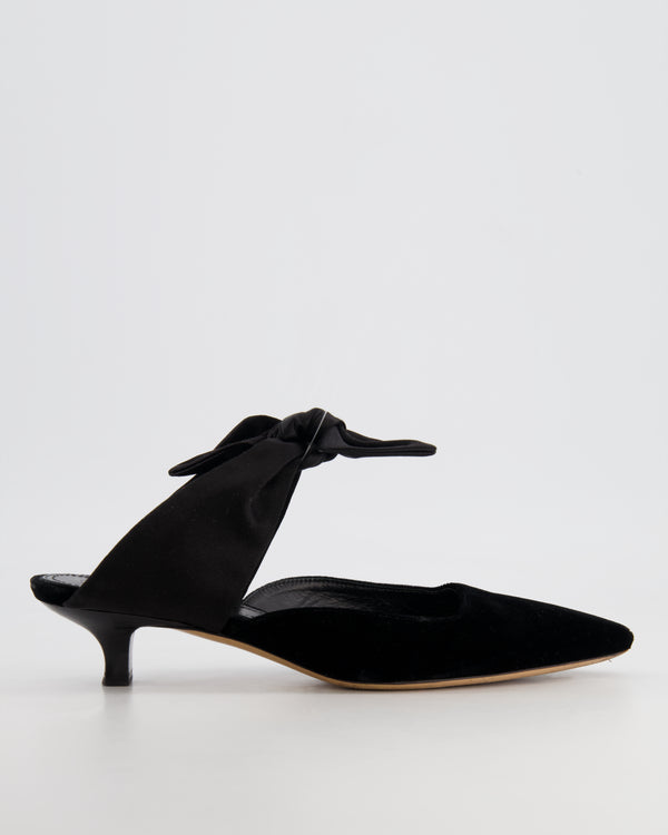 The Row Black Suede Coco Mules with Satin Bow Detail Size EU 37 RRP £985