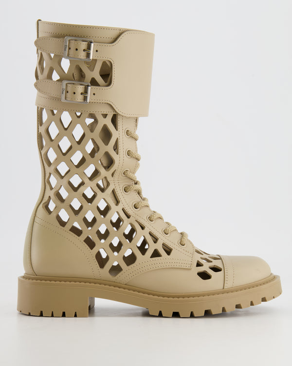Christian Dior Beige D-Trap Leather Combat Boots Size EU 37 RRP £1,500
