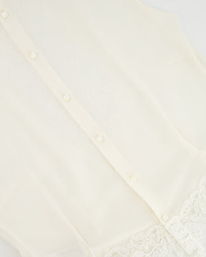 Ermanno Scervino White Silk Shirt Top with Lace Details Size IT 40 (UK 8)