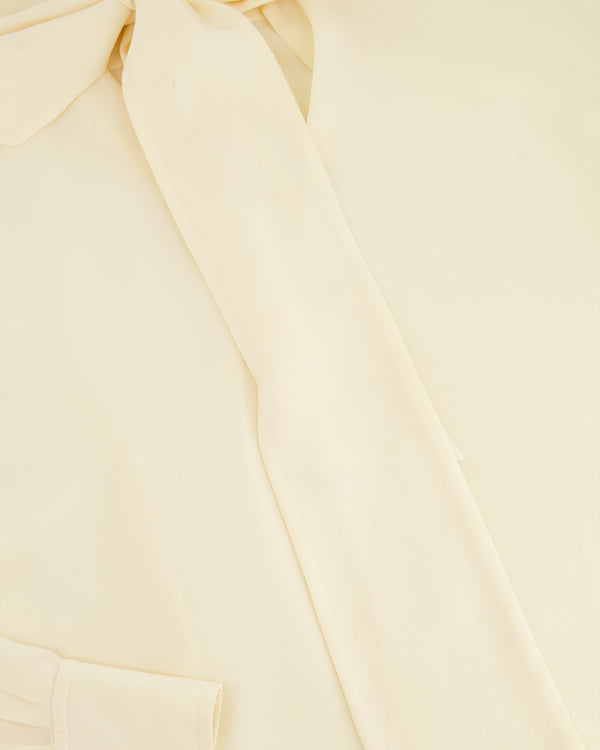 Chloe Cream Long-Sleeve Silk Blouse with Bow Detail Size FR 38 (UK 10)