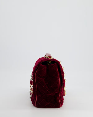 Dolce & Gabbana Burgundy Velvet Lucia Bag with Embellishments and Gold Hardware