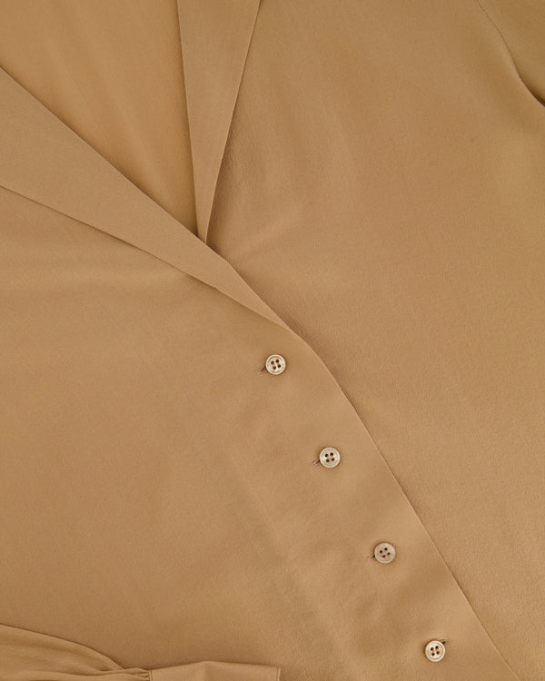 Saint Laurent Beige Silk Long Sleeve Button-Down Shirt FR 34 (UK 6)