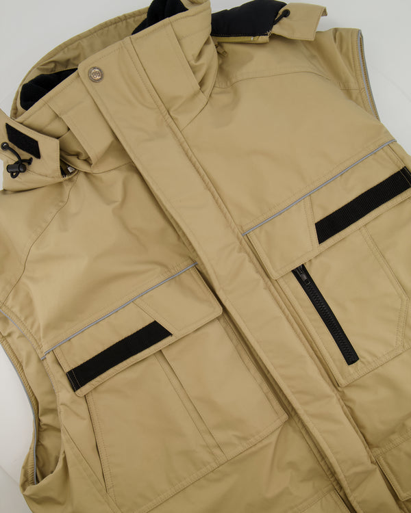 Balenciaga Menswear Beige Sleeveless Parka Jacket with Pockets Size XL