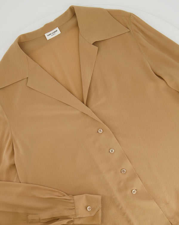 Saint Laurent Beige Silk Long Sleeve Button-Down Shirt FR 34 (UK 6)