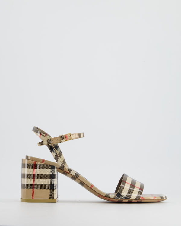 Burberry Beige Checked Leather Sandals Size EU 39 RRP £650