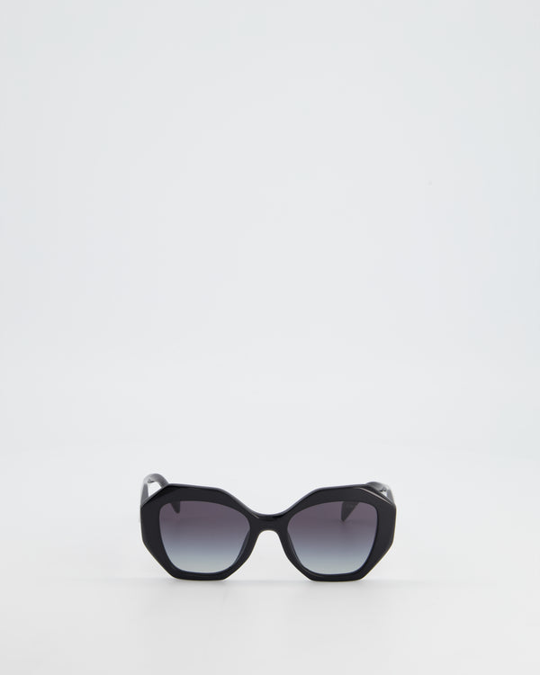 Prada Black Oval Sunglasses with Silver Logo Detail