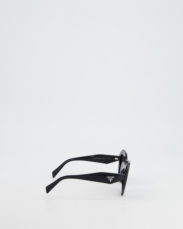 Prada Black Oval Sunglasses with Silver Logo Detail