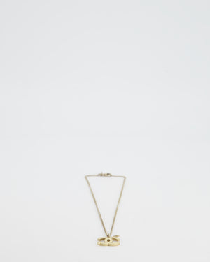 Chanel Champagne Gold Necklace with Cream CC Pendant
