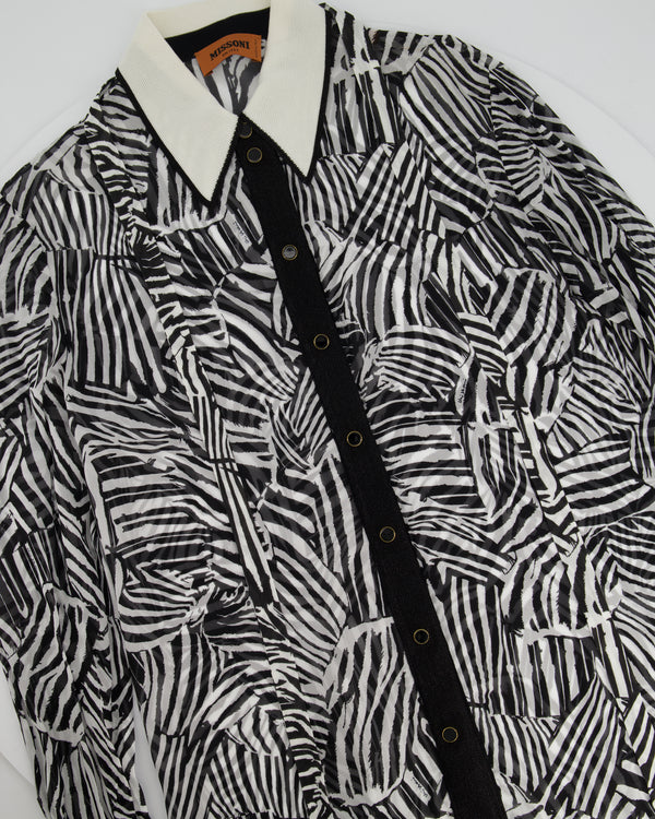 Missoni Black & White Blouse and Skirt Matching Set with Zebra Motif Detail IT 40 (UK 8)